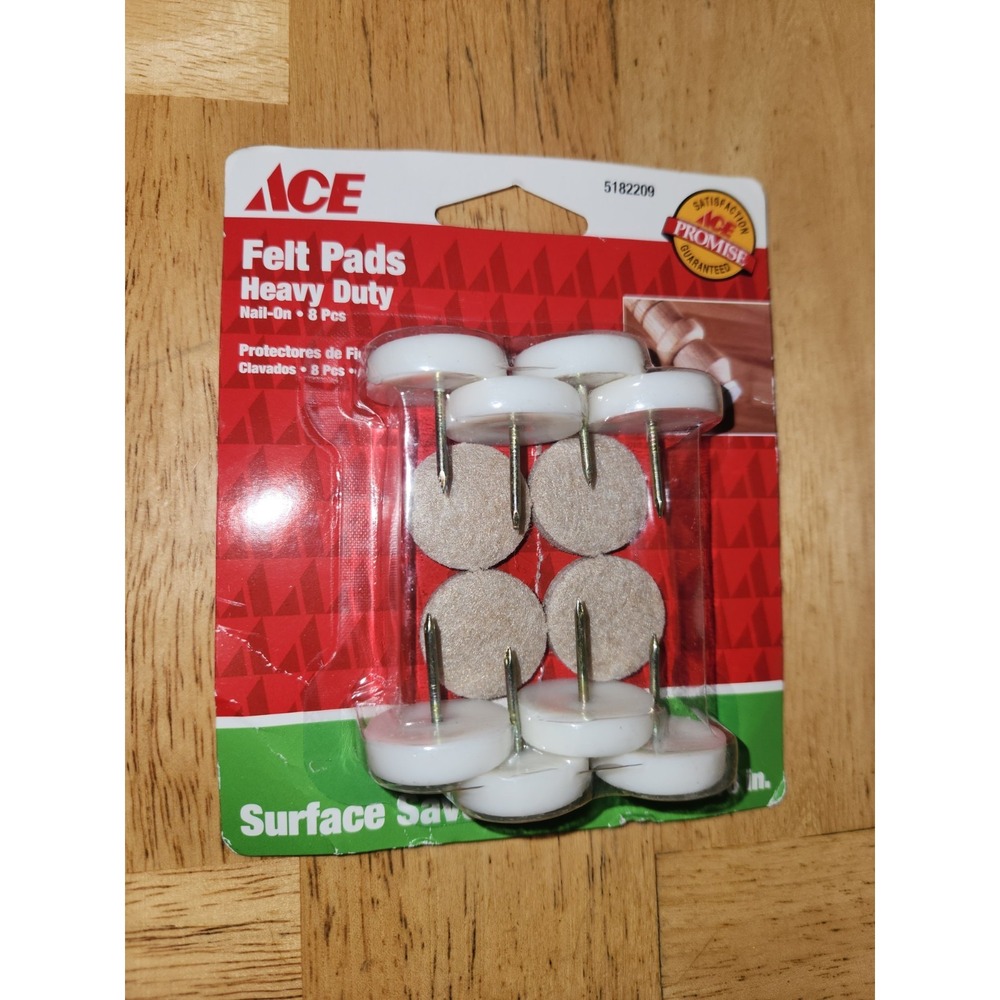 ACE ‎ 1-1/8" Nail-On Felt Pads 8 Pack (5182209) ~NEW~OPEN PACKAGE